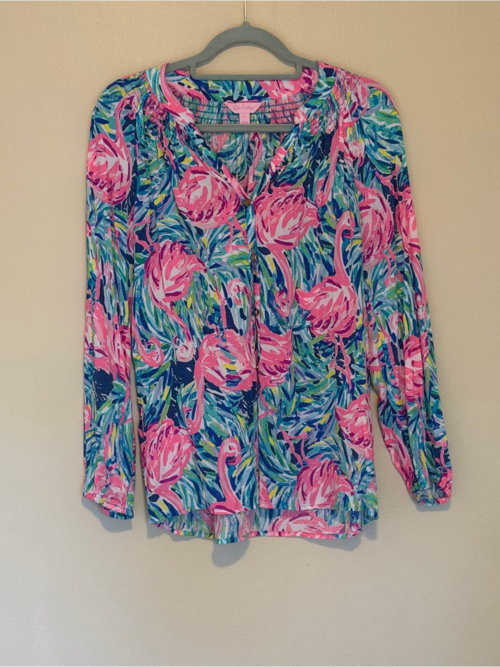 Lilly Pulitzer Pink & Blue Floral Button-Down Blouse